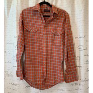 Vintage Patagonia Orange Plaid Button-Up Shirt Men's Size Small Gorpcore